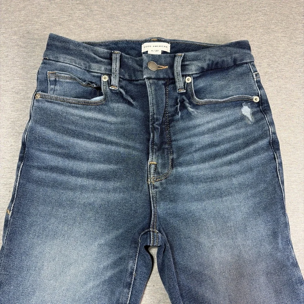 Good American‎ Good Waist High Rise Skinny Jeans - Size 4/27 - Whisker Med Wash